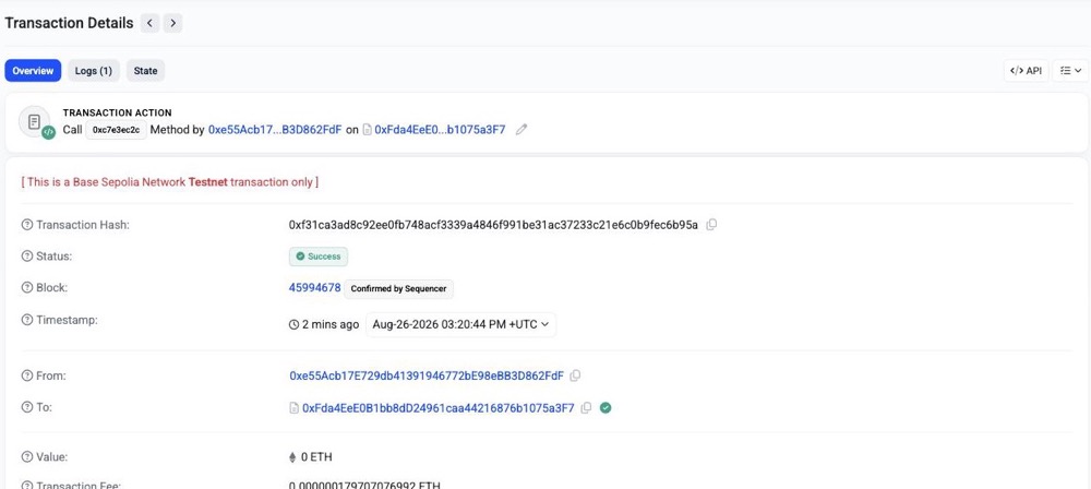 A transaction on Basescan